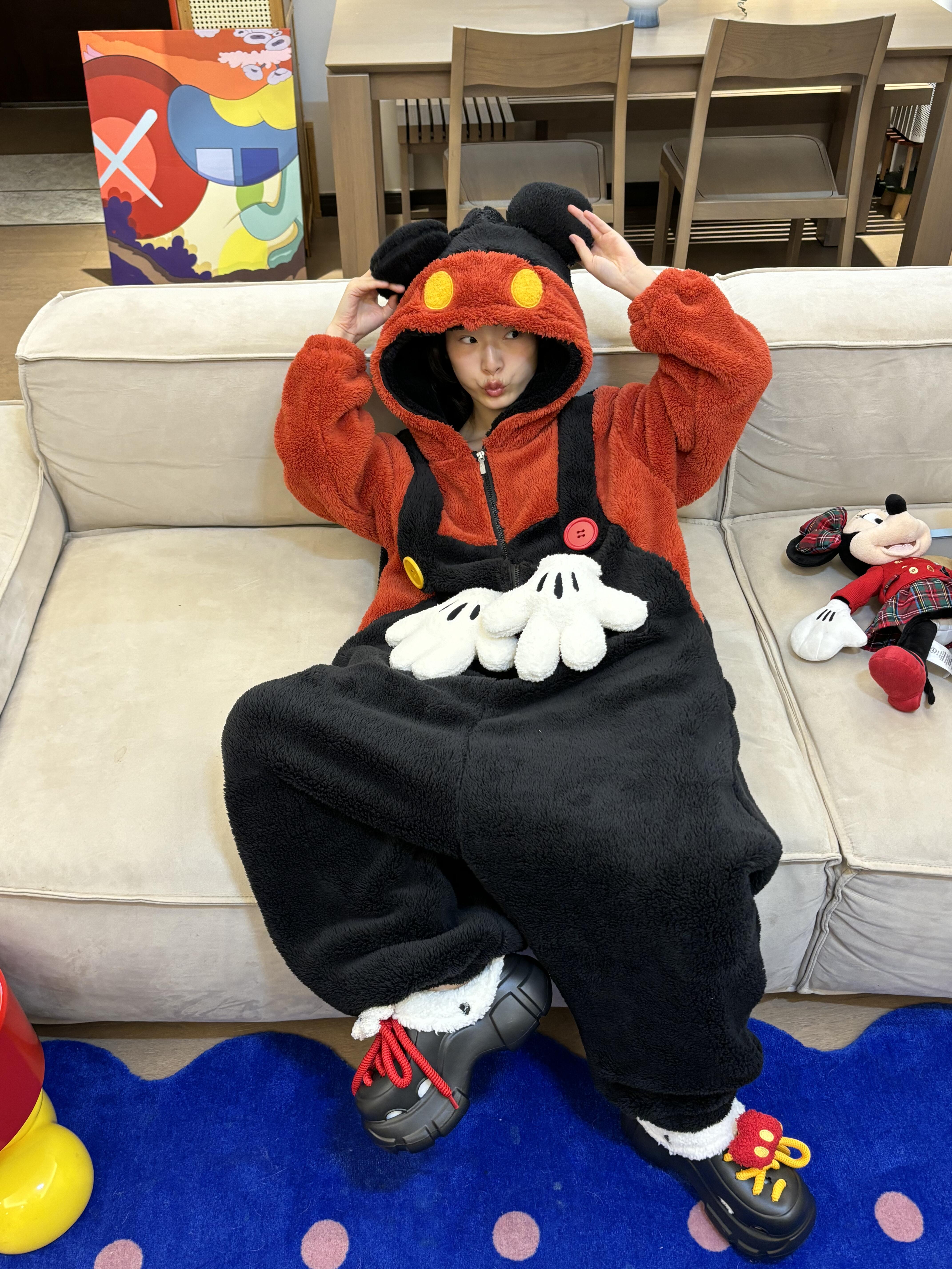 【米奇连体裤】可爱连帽珊瑚绒睡衣女款冬季2024年保暖一体式家居服