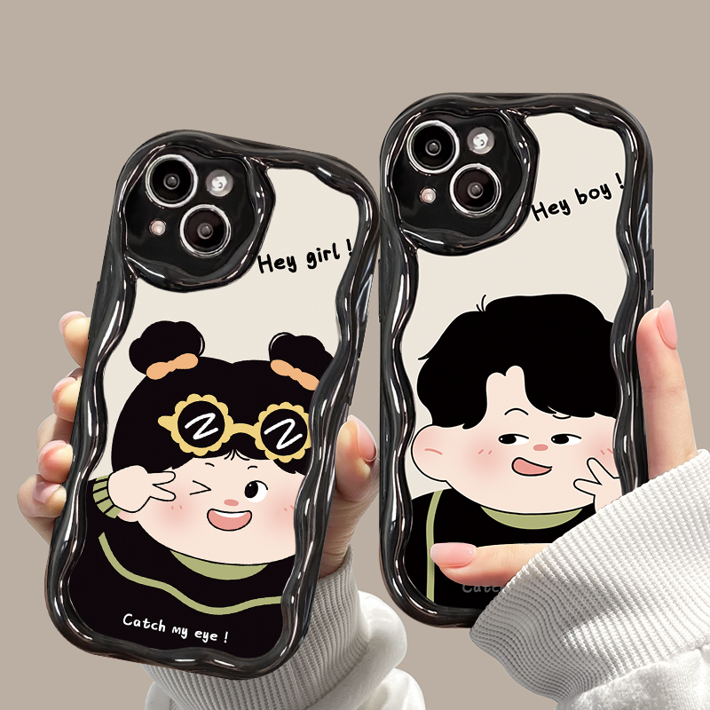 白底胖胖情侣苹果13华为/vivo/oppo/小米iPhone14pro小众手机壳