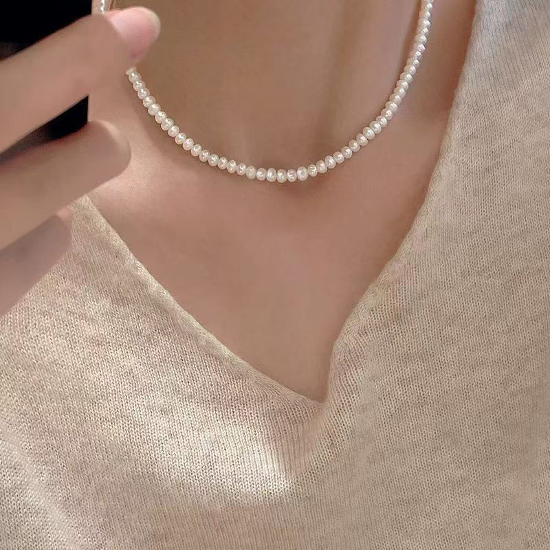 坠链均925银 高品质扁圆算盘珠强光项链时尚百搭轻奢锁骨链气质女