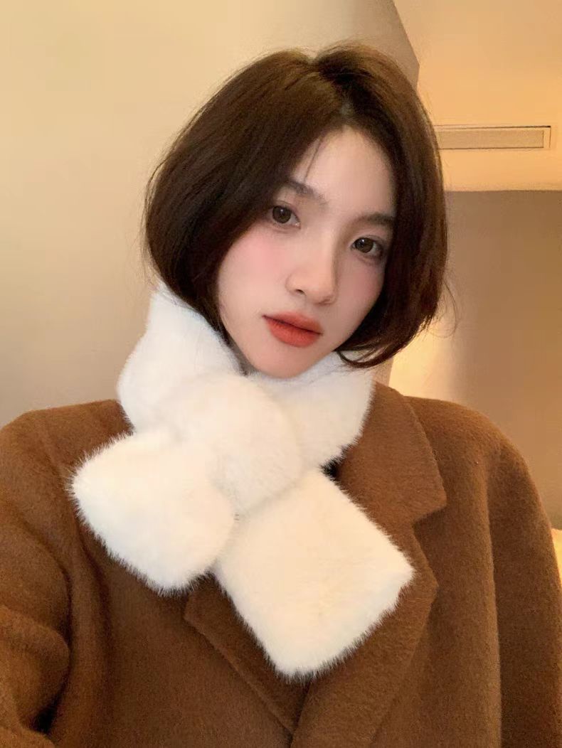 纯色毛毛围巾秋冬季百搭韩版时尚可爱毛绒围脖女款爆款2025新款