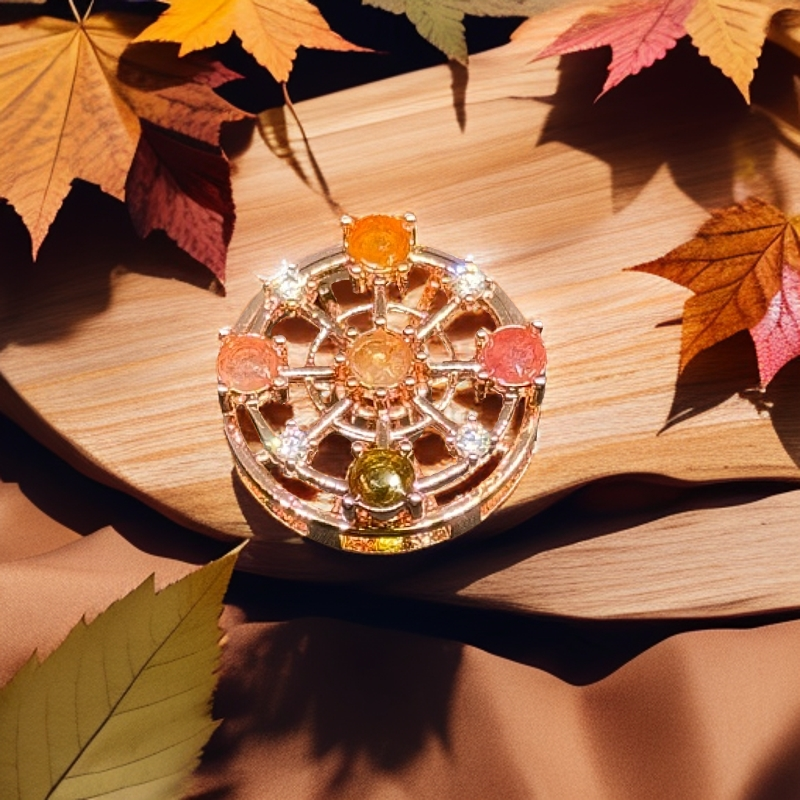 铜合成锆石吊坠 灵动摩天轮吊坠玫瑰金色