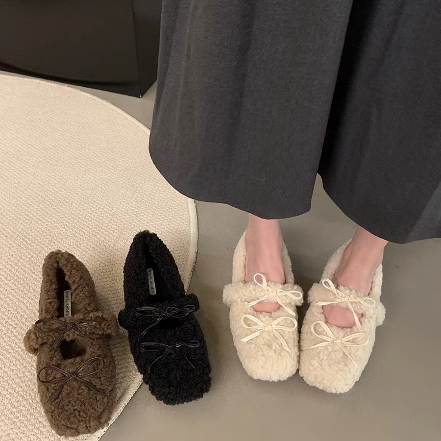 【Zero泽鹿】秋冬加绒款仙女风方头内增高4公分百搭高跟毛毛鞋D3-2