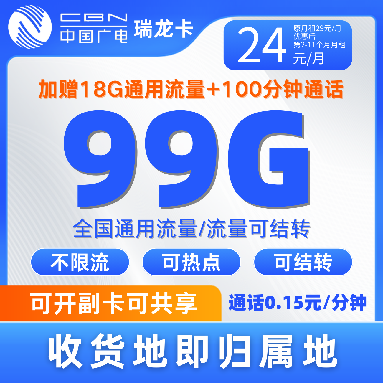 首月免月租中国广电卡不限速手机卡低月租大流量卡全国通用流量