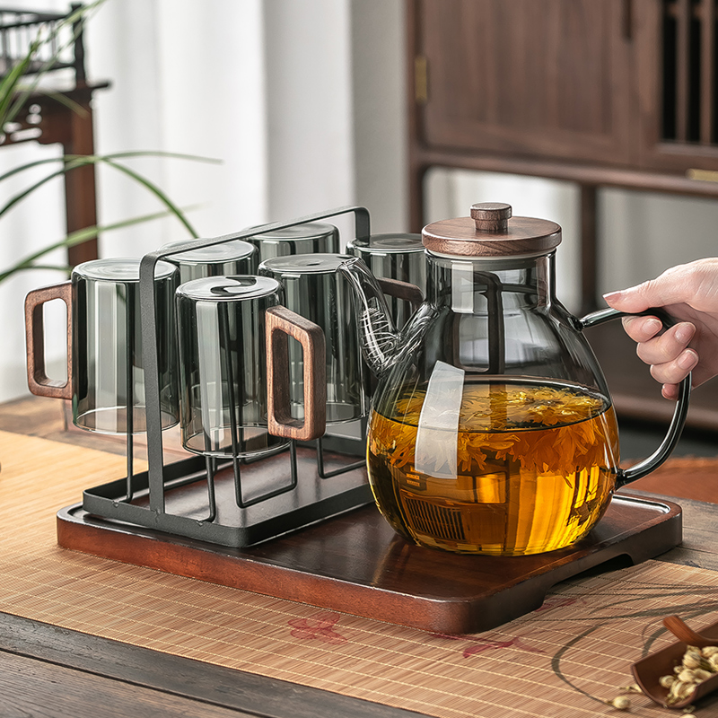 高档大容量耐热高硼硅玻璃茶杯家用加厚泡茶专用喝水杯大号冲茶壶