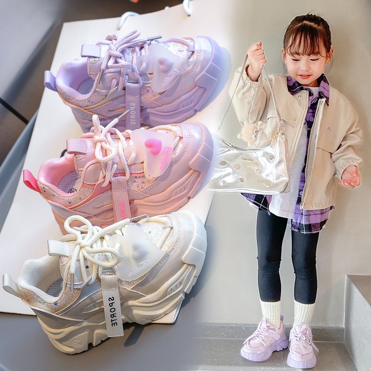 小黄鸭状元女童鞋秋冬皮面小女孩跑步鞋软底舒适轻便儿童运动鞋