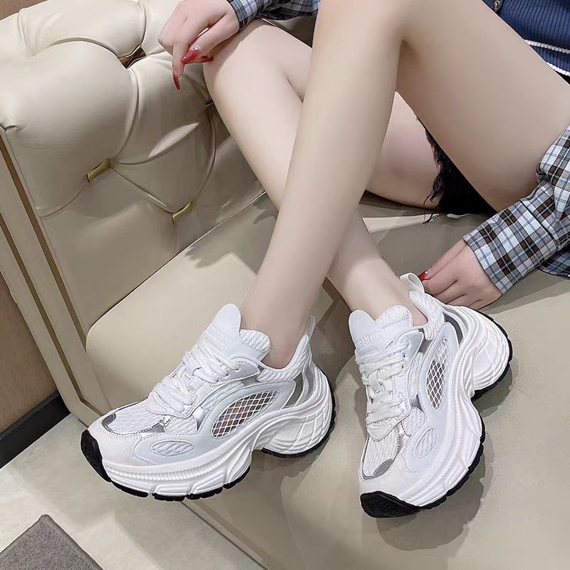 2024秋季新款时尚拼色网面透气老爹鞋女松糕厚底运动休闲鞋 G06