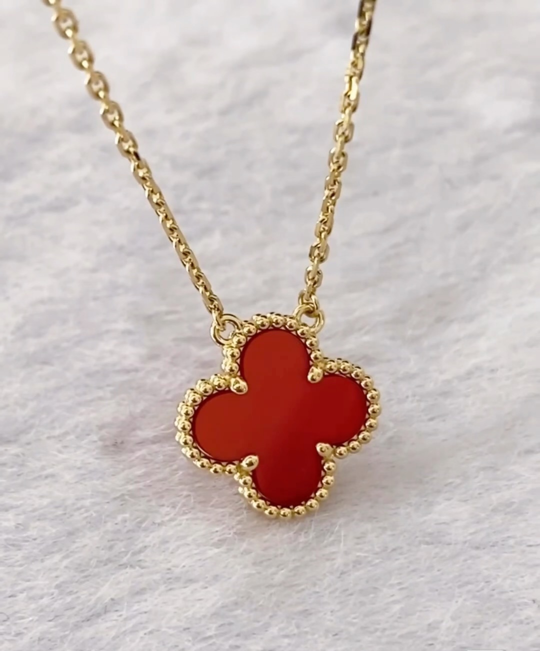 足金999红玛瑙四叶草套链锁骨链经典款百搭时尚