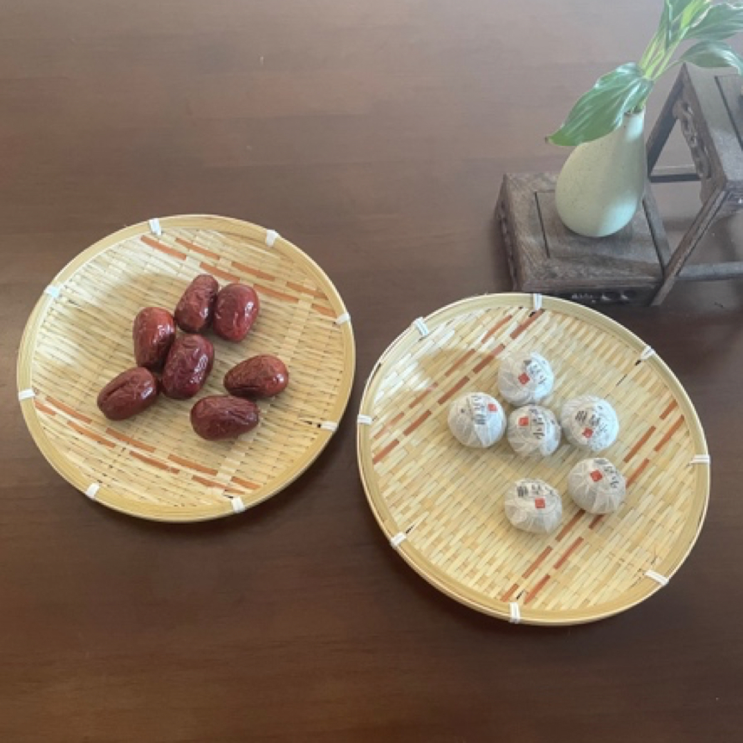 竹编双色圆形点心盘23厘米2个