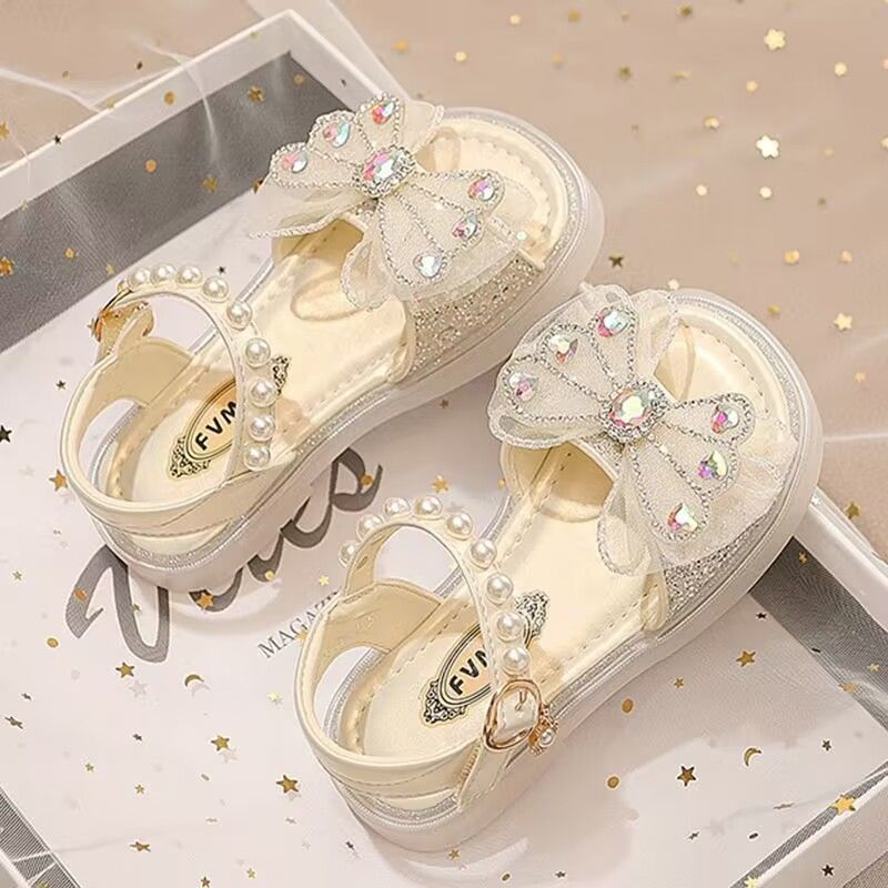 女童凉鞋2025年夏季新款儿童鞋子宝宝公主鞋软底女孩水晶鞋中大童