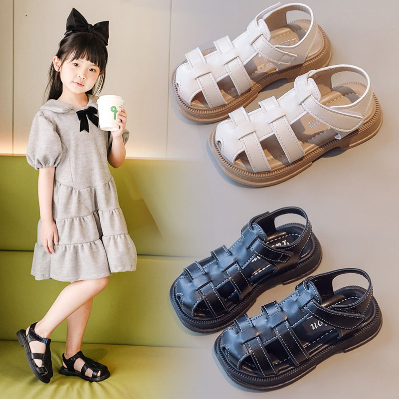 女童凉鞋百搭时尚沙滩鞋2025夏季新款低龄宝宝户外休闲软底包头鞋