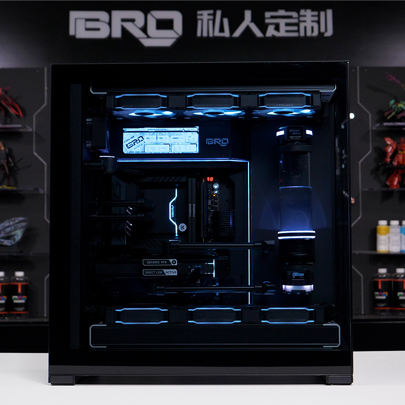 BRO兄弟水冷 追风者NV9黑海景房全塔机箱定制DIY分体式水冷方案