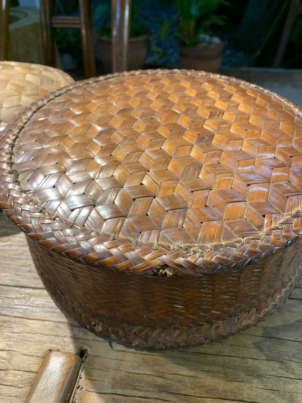 民俗老物件藤编针线盒