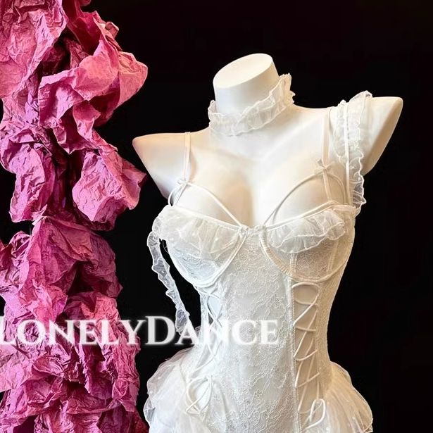 /RIPEACH/白色/黑色天使·法式性感蕾丝lolita聚拢睡裙芭蕾裙露背