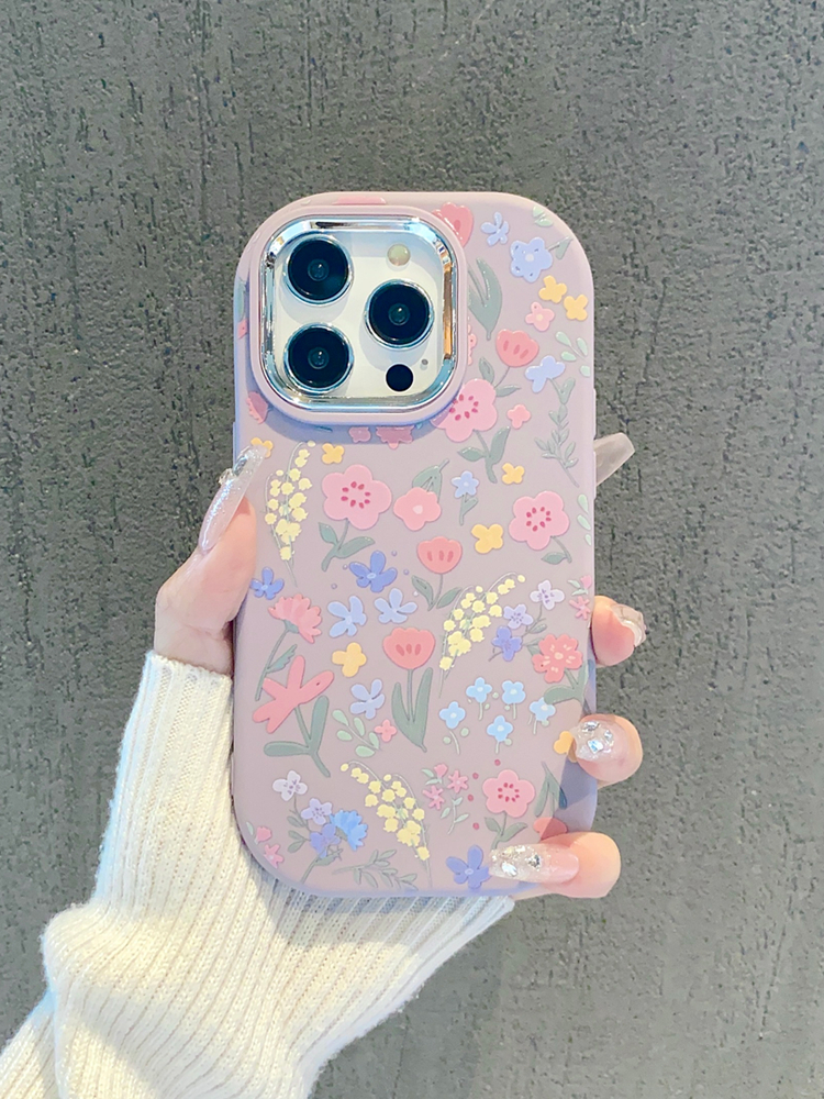 风春夏紫色花草iPhone13苹果15手机壳14promax少女12网红11小清新