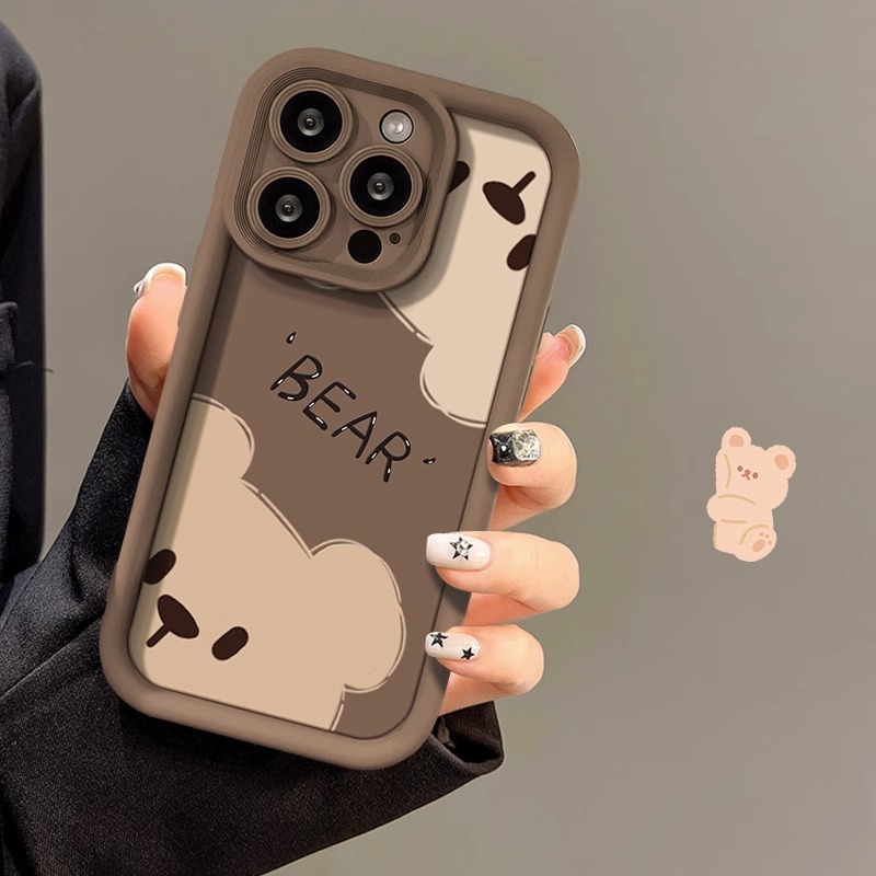 可爱bear小熊iPhone15proamx苹果13手机壳14pro小众12创意xr情侣8