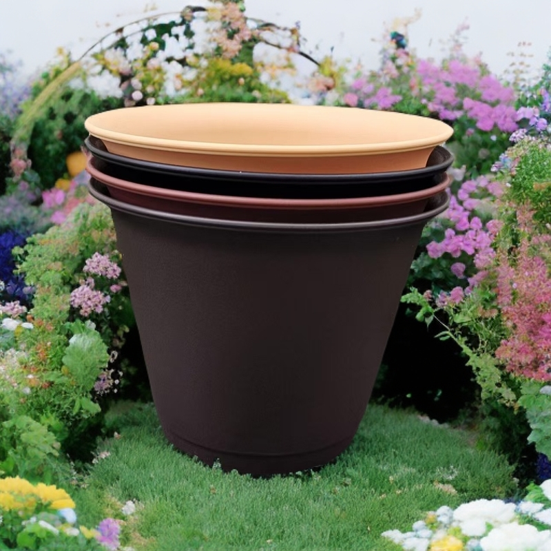 大口径树脂花盆多肉植物简约盆栽盆景双盆沿斜圆盆高颜值塑料花盆