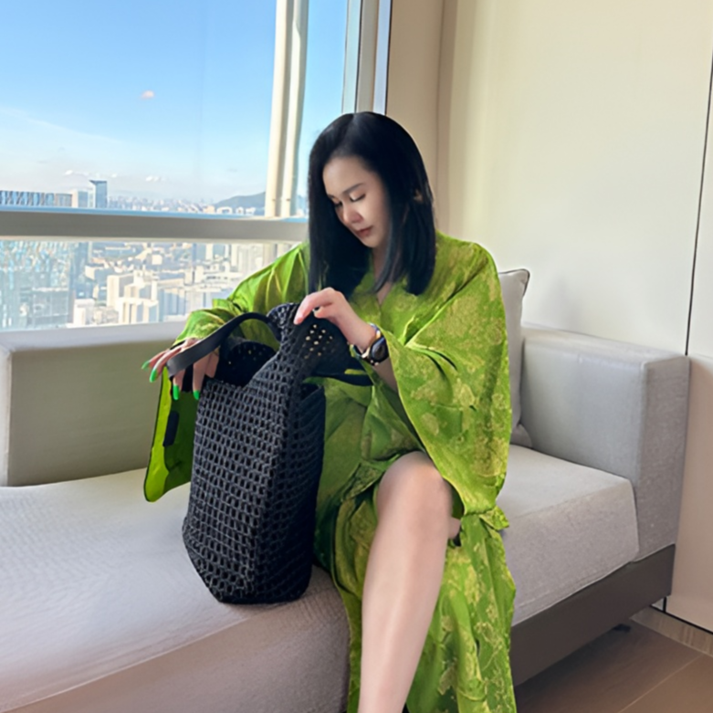 【李瑟琳娜设计服饰】女装绿色提花中式富贵风外套套装网红时尚休闲