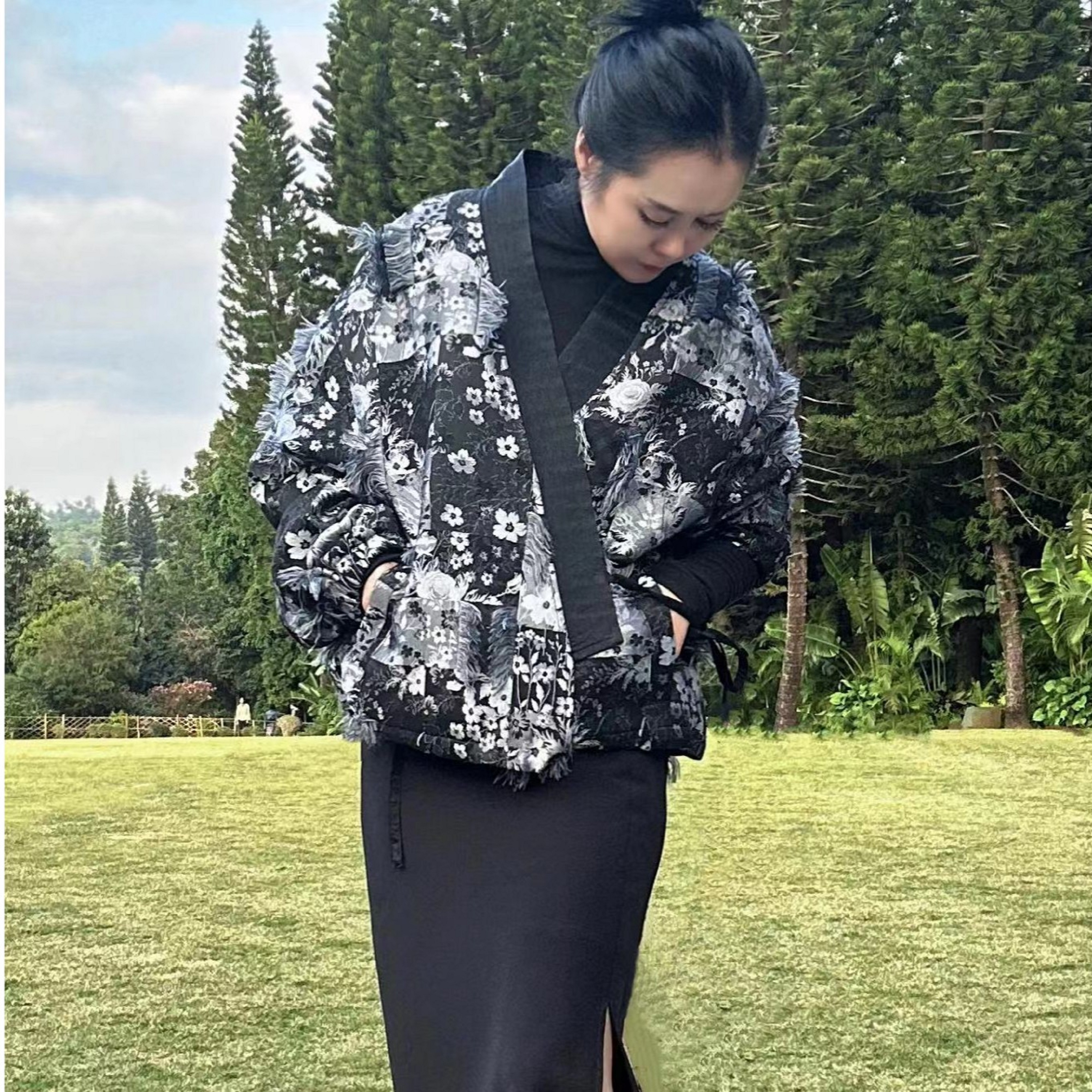 【李瑟琳娜设计服饰】提花上衣新中式女装唐装加厚棉服中国风流苏