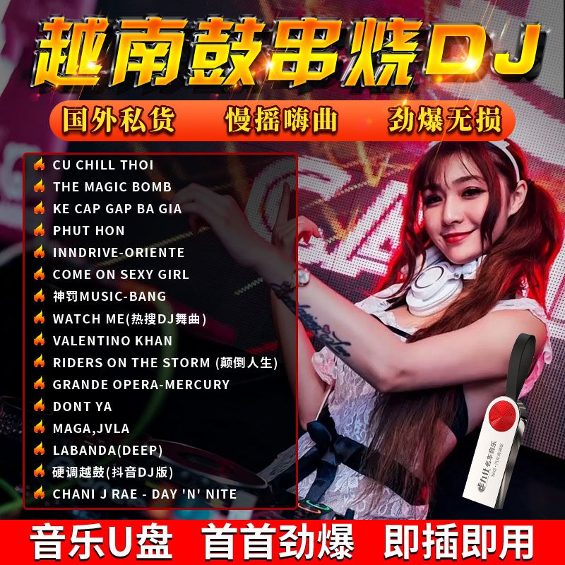 精选越南鼓dj劲爆音乐u盘炸街重低音串烧咚鼓DJ嗨曲无损即用u盘