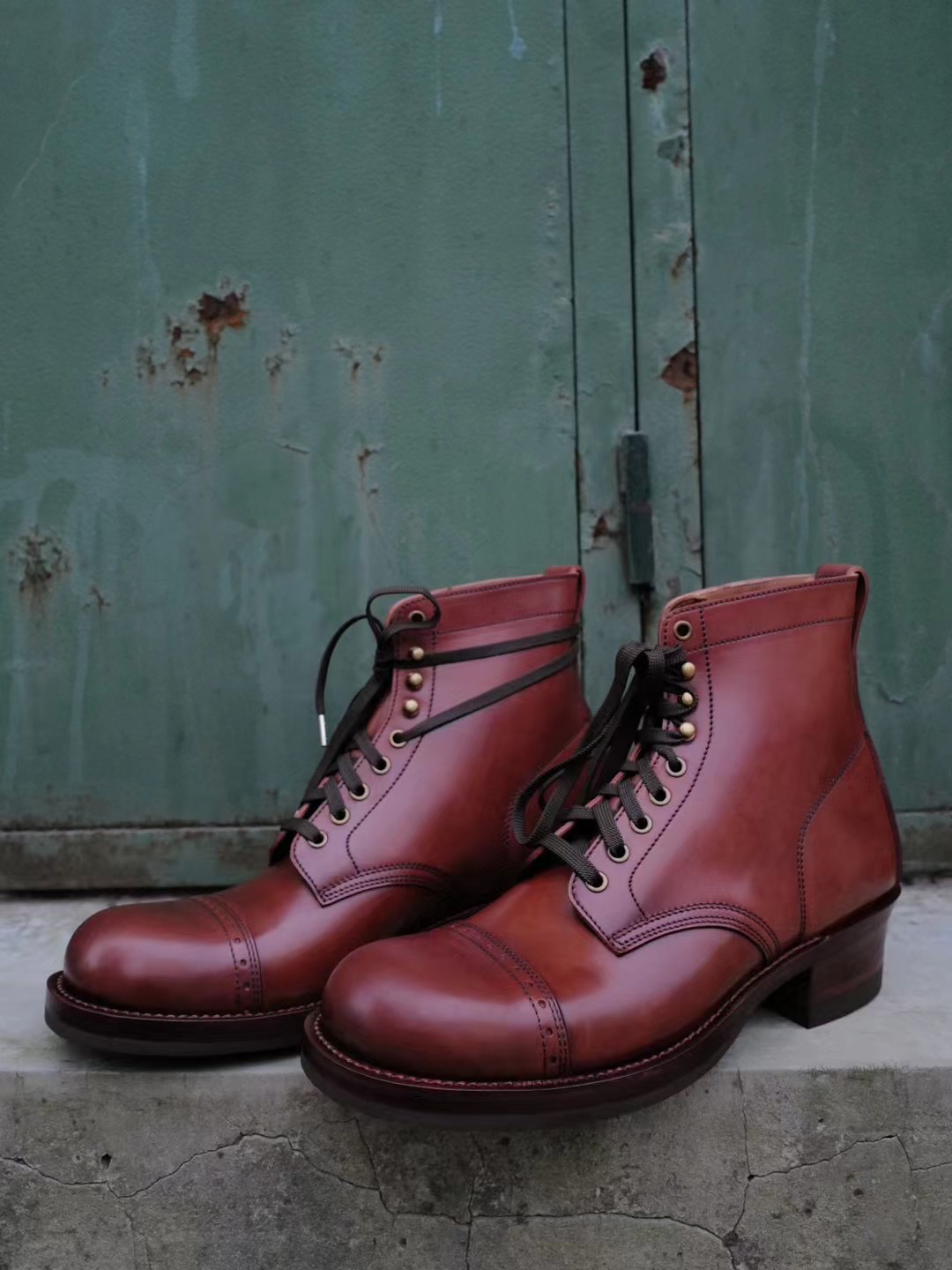 TRADBAND马臀皮伞兵靴手擦棕靴子男靴工装靴