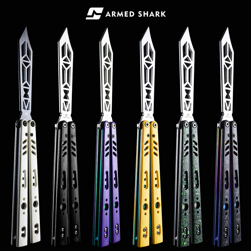 战鲨REP钛合金内衬/G10贴片蝴蝶刀未开刃练习训练花式折叠甩手刀