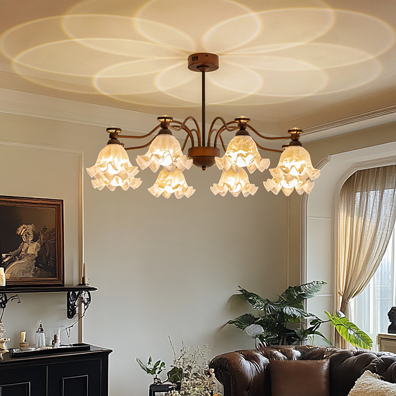 摩灯会 客厅吊灯 中古风新款护眼原木大厅高端大气中山灯具24292