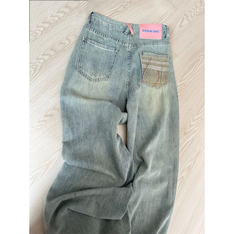 加长版直筒牛仔裤女夏季新款高腰垂感阔腿宽松显瘦设计感拖地裤子