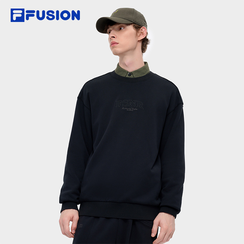 FILA斐乐全棉保暖秋冬季运动休闲宽松圆领长袖卫衣男T11U445203F