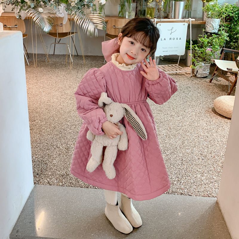 女童冬季洋装2023新款儿童裙子秋冬装公主裙女宝宝夹棉加厚冬裙