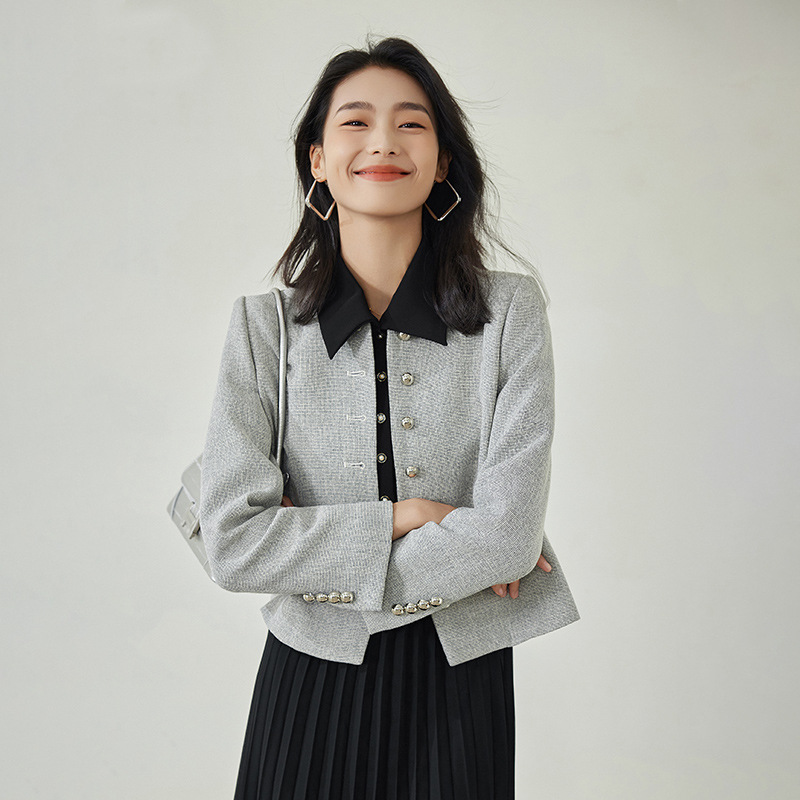 【深圳原创设计师】小香风翻领短外套女秋季气质显瘦百搭上衣2411