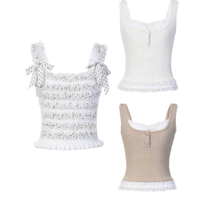 辰辰服饰波点针织拼接背心吊带