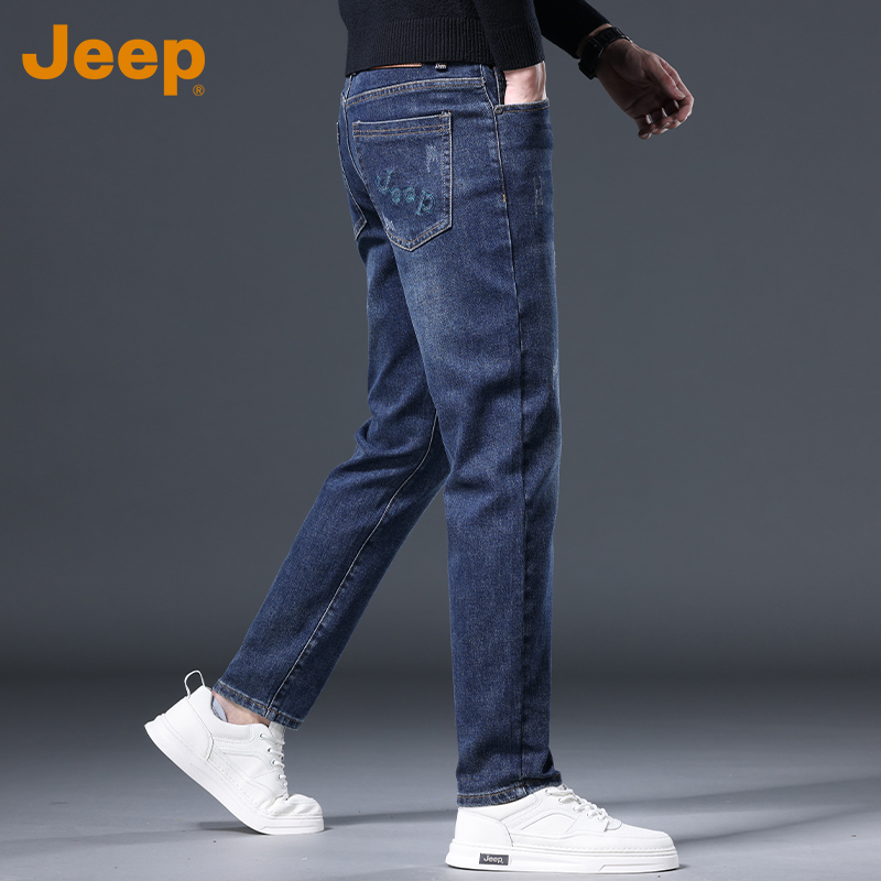 JEEP/吉普秋季爆款2025新款高腰男士宽松直筒轻奢牛仔裤爆款刺绣