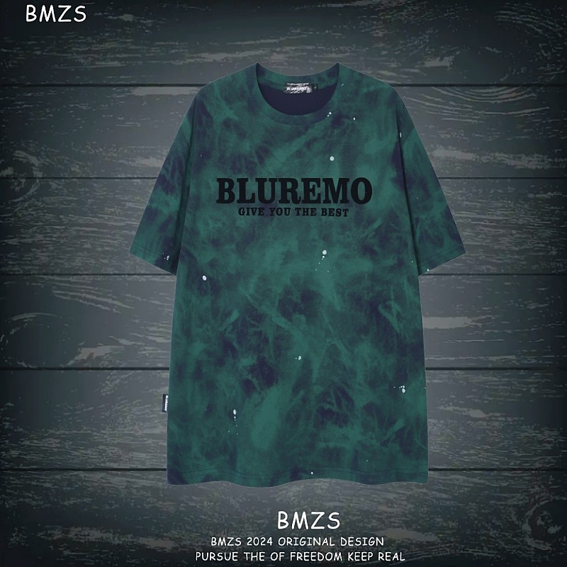 ins欧货独特涂鸦印花植绒字母短袖T恤男打底衫女情侣宽松2024夏装