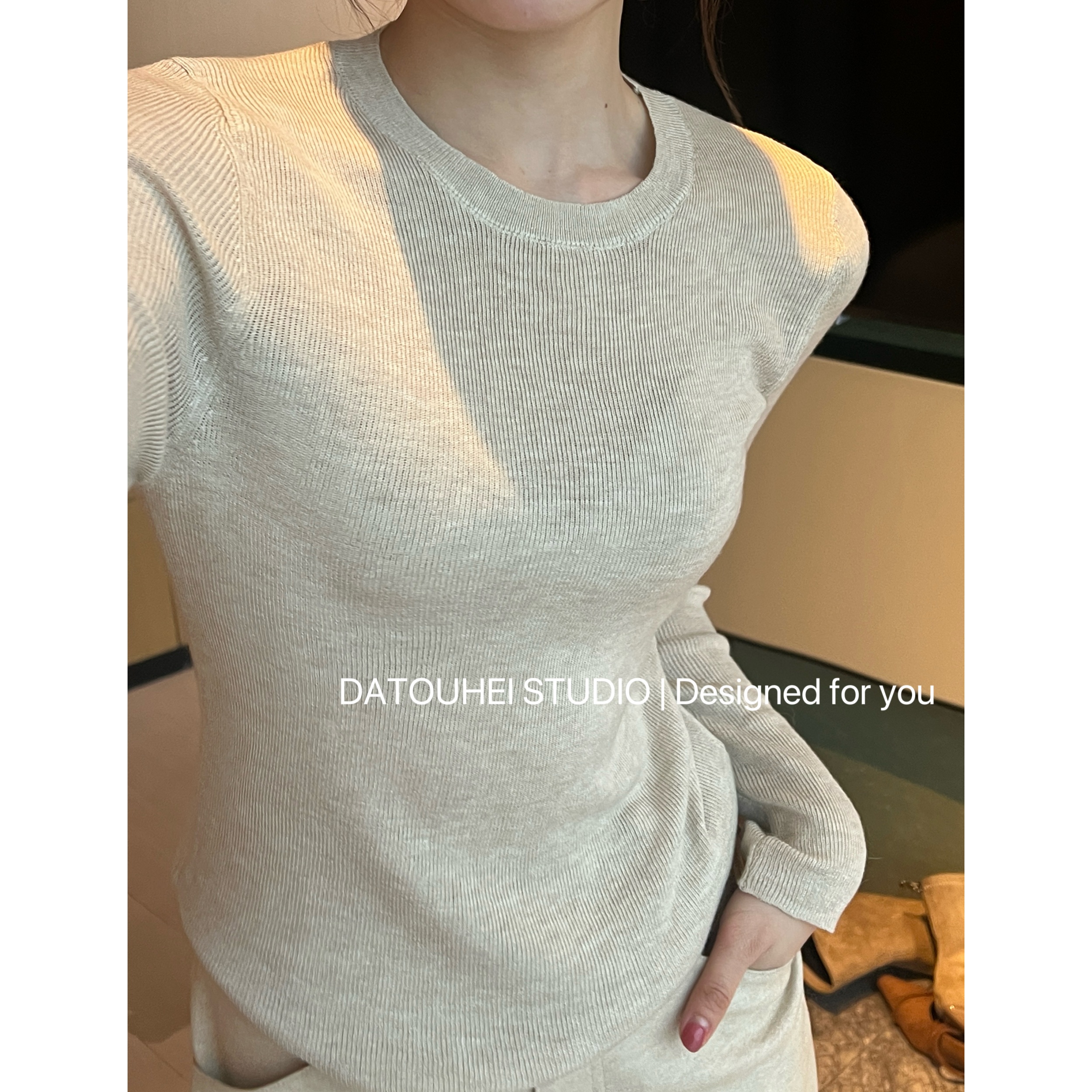 大头黑STUDIO【早秋必入】2024女秋时尚简约百搭针织衫D224X11460