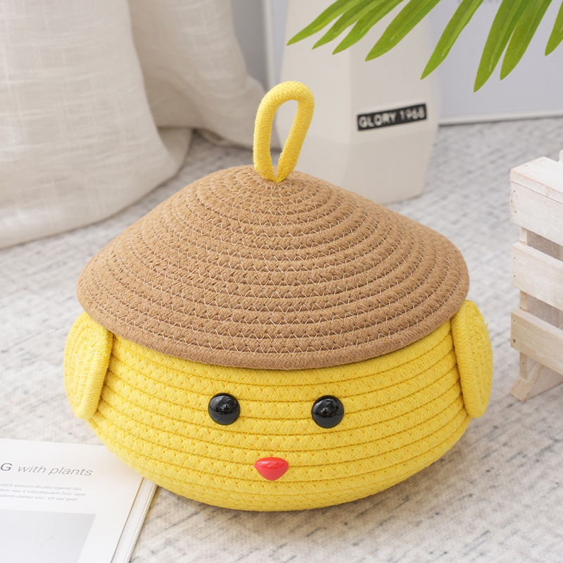 【宠粉专属】卡通系列皮皮狗棉绳桌面收纳筐零食杂物带盖客厅收纳