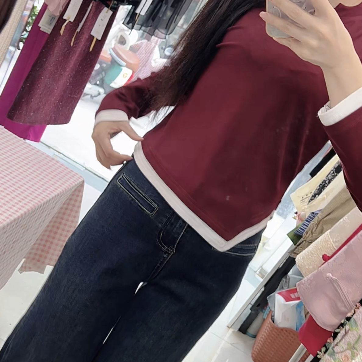 秋款假两件简单打底