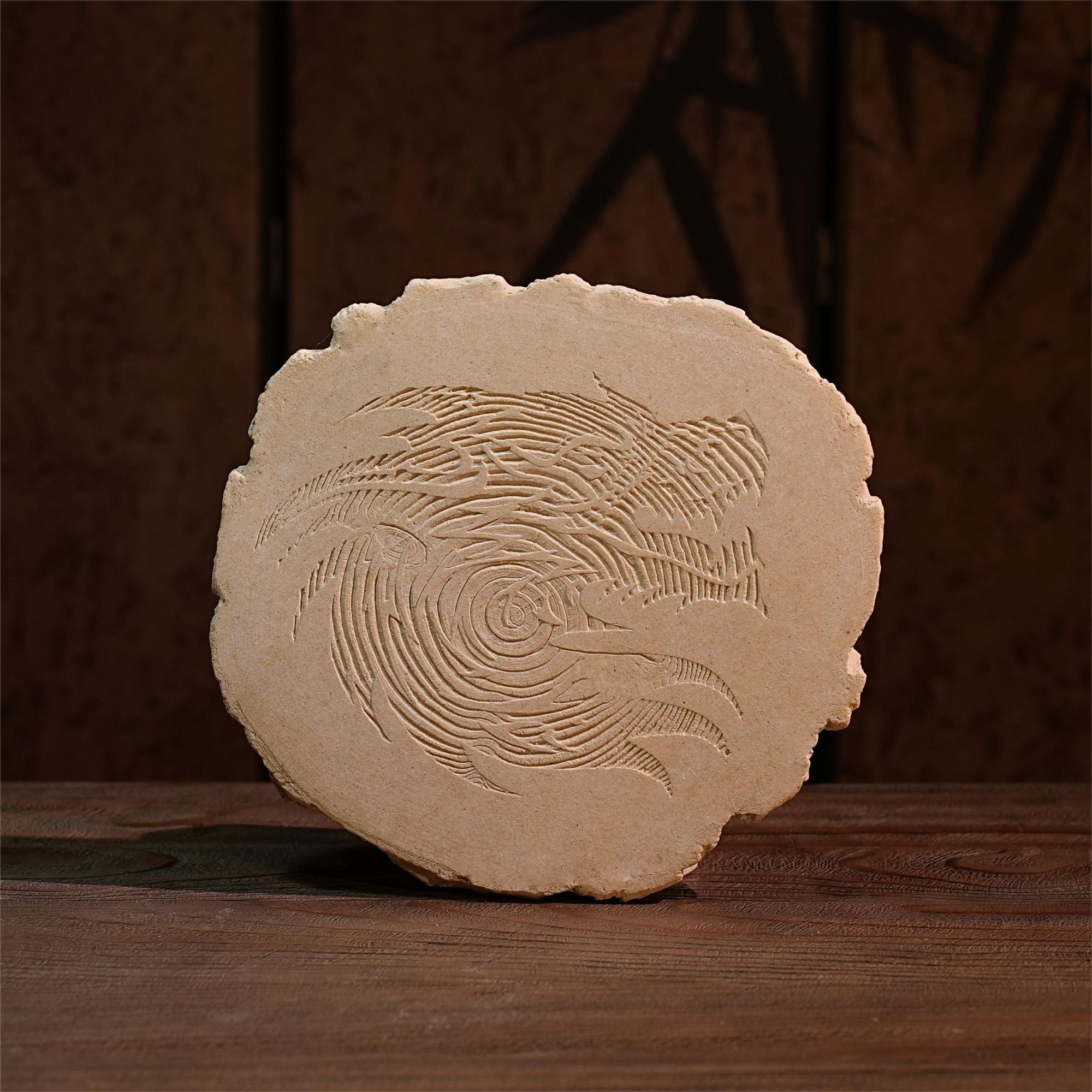 《虬龙茶盘》吸水干泡台茶盘粗陶手工家用高端古风加厚茶器摆件