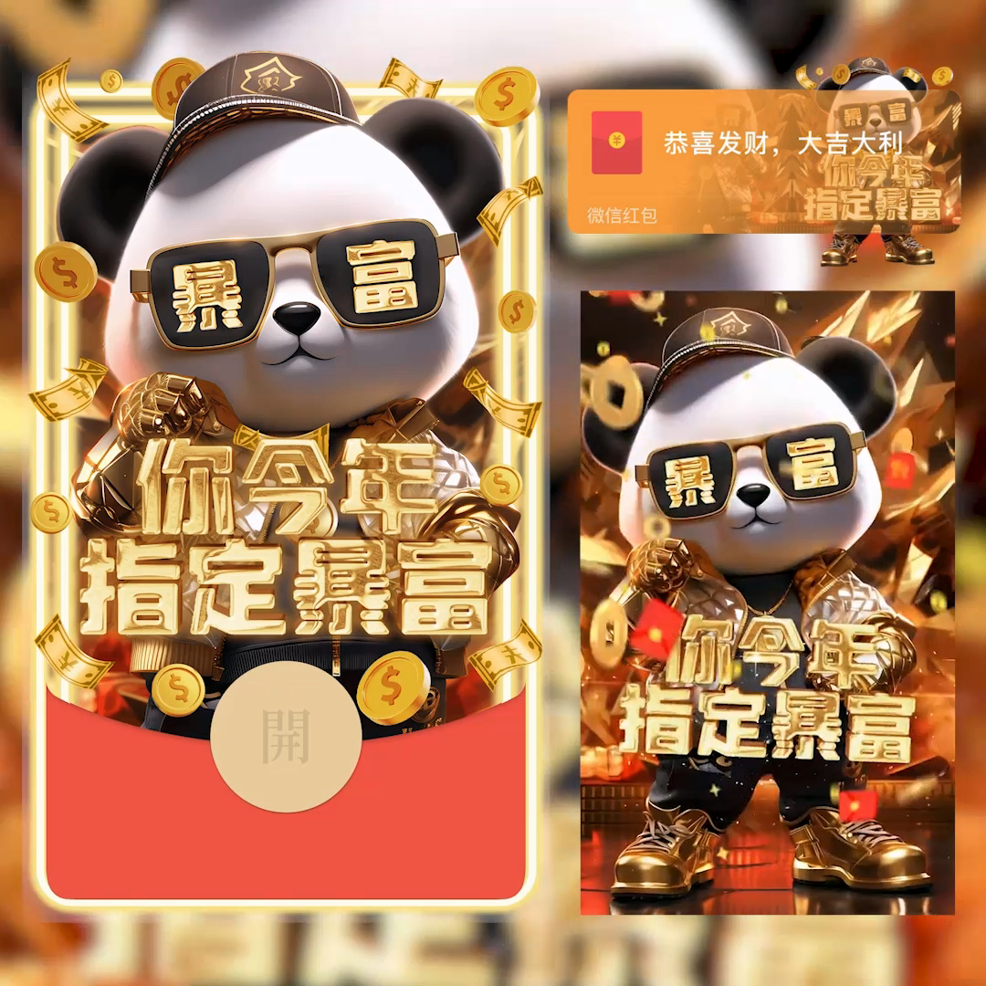 红包封面2024款永久财神土豪龙年指谁谁发财暴富动态精美音乐公主