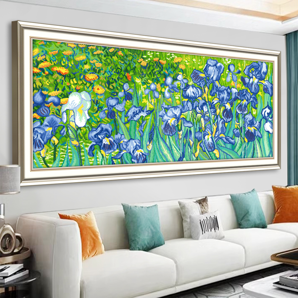 芊虹秀梵高名画十字绣2025新款鸢尾花线绣卧室床头现代手工刺绣