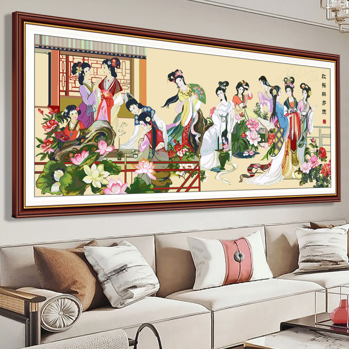 芊虹秀红楼群芳十字绣2025新款线绣客厅名画美女人物刺绣手工绣