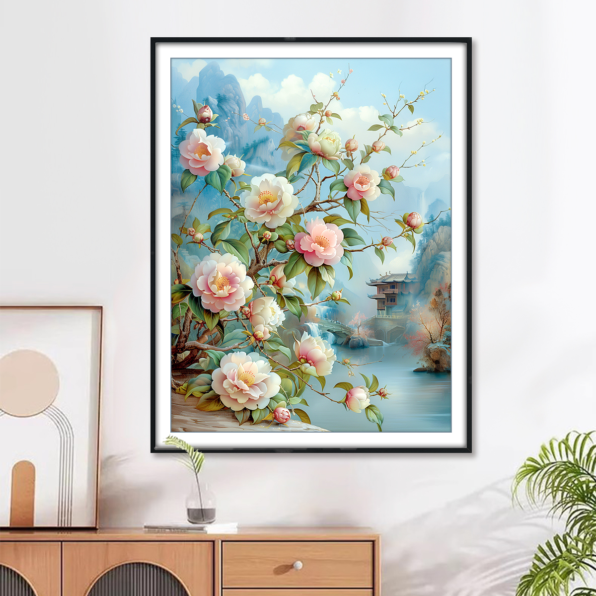 陌上花开十字绣2025新款客厅玄关装饰画高级山茶花卉手工刺绣礼物