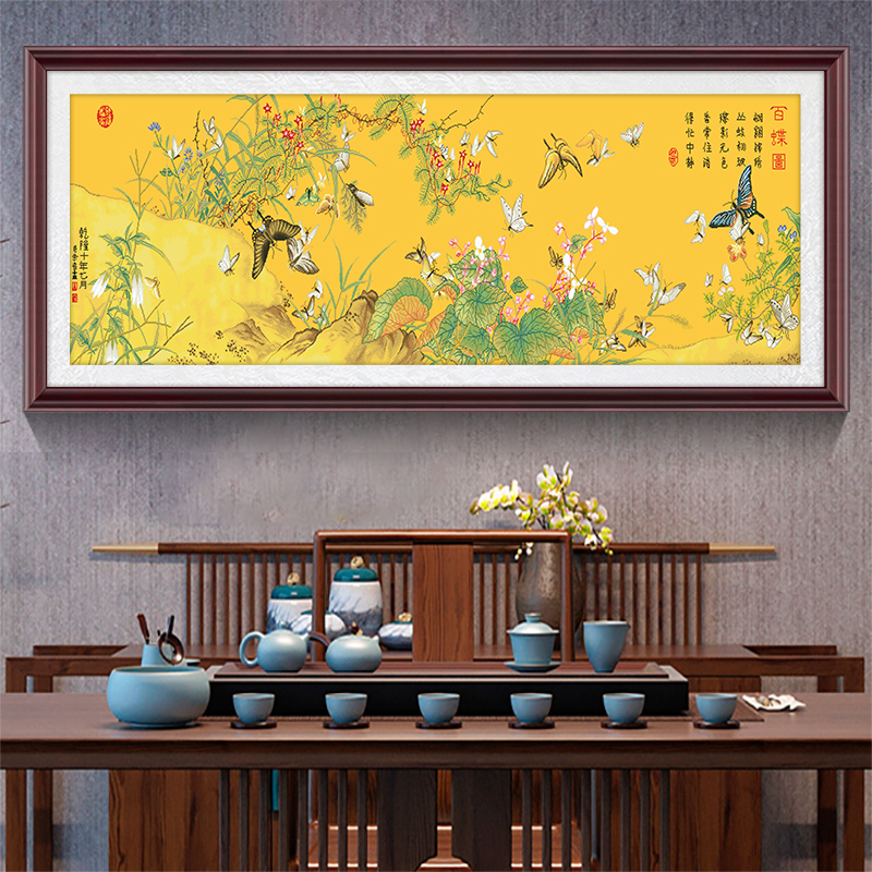 芊虹秀百蝶图十字绣2025新款高端客厅花卉大幅名画手工刺绣郎世宁