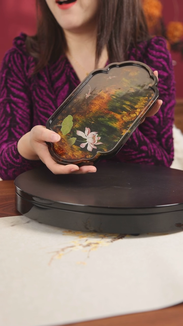 【闪购商品】大漆茶盘-荷花2