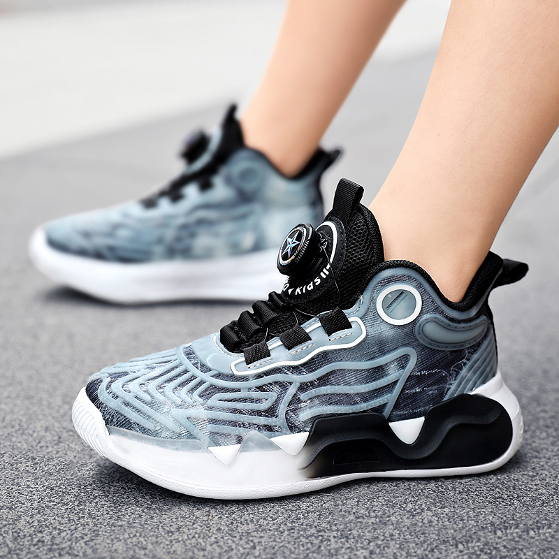 回力瑞男童鞋中大童秋季新款网面透气学生旋转纽扣儿童运动跑步鞋