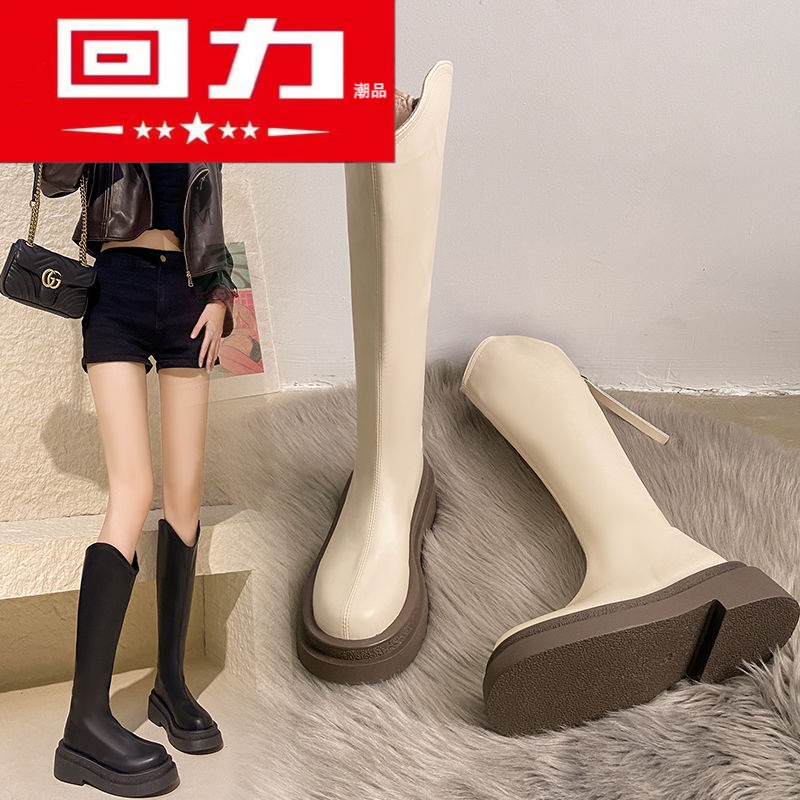 回力潮品新款2024春夏季新款长筒靴女厚底不过漆长靴女加绒高筒骑