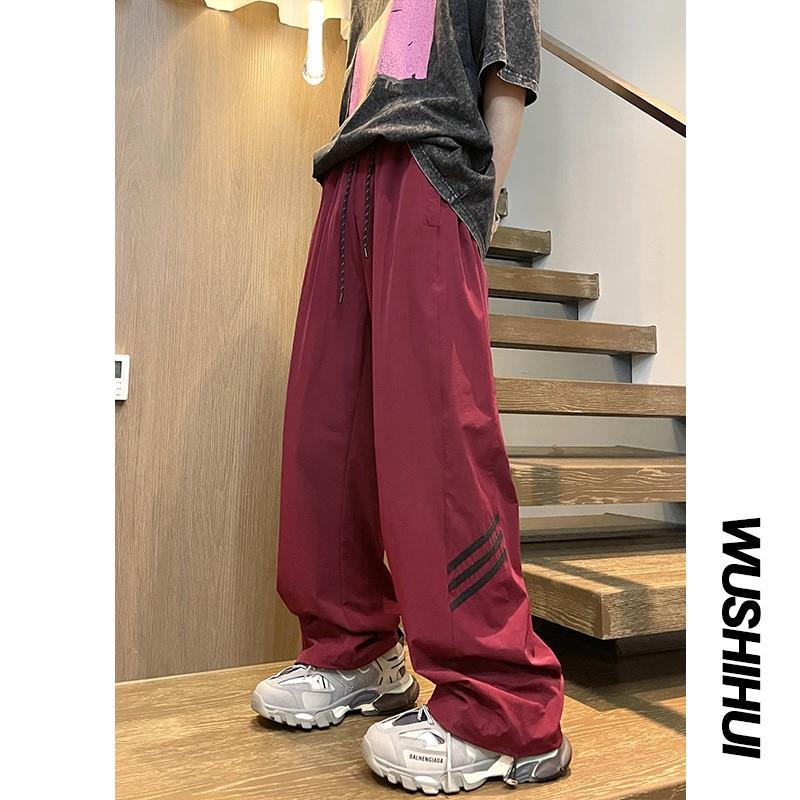 棣棣潮男美式夏季宽松设计感小众运动裤男潮牌条纹休