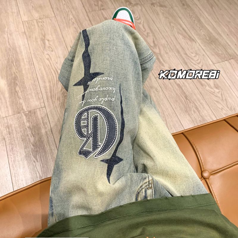 棣棣潮男裤子美式黄泥色牛仔裤男设计感小众潮牌