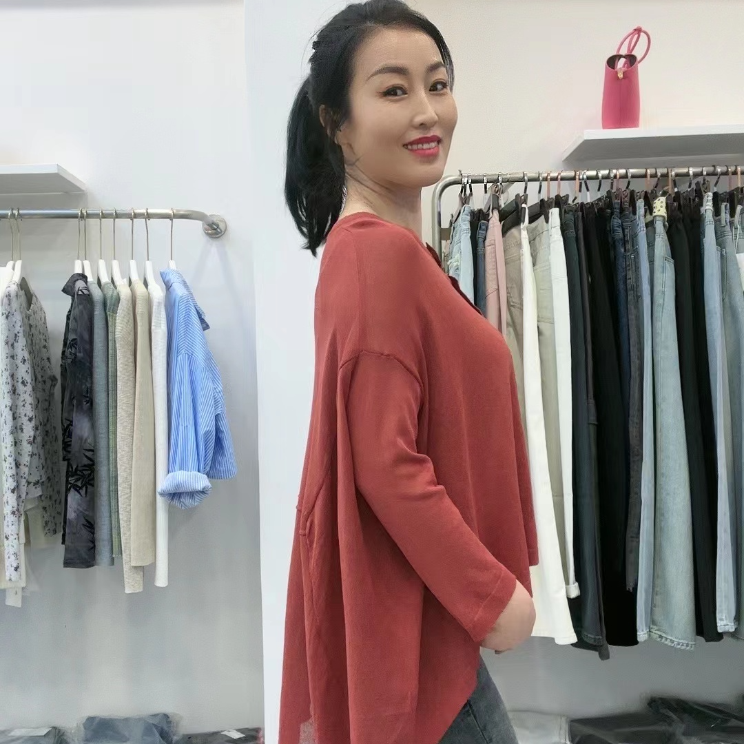 时尚中长款宽松百搭针织长袖上衣