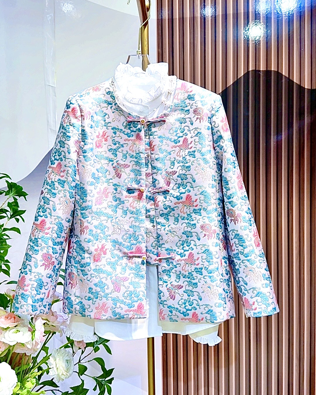 彩蝶戏鱼】新中式国风宋锦交织提花秋冬新款高端短外套上衣复古