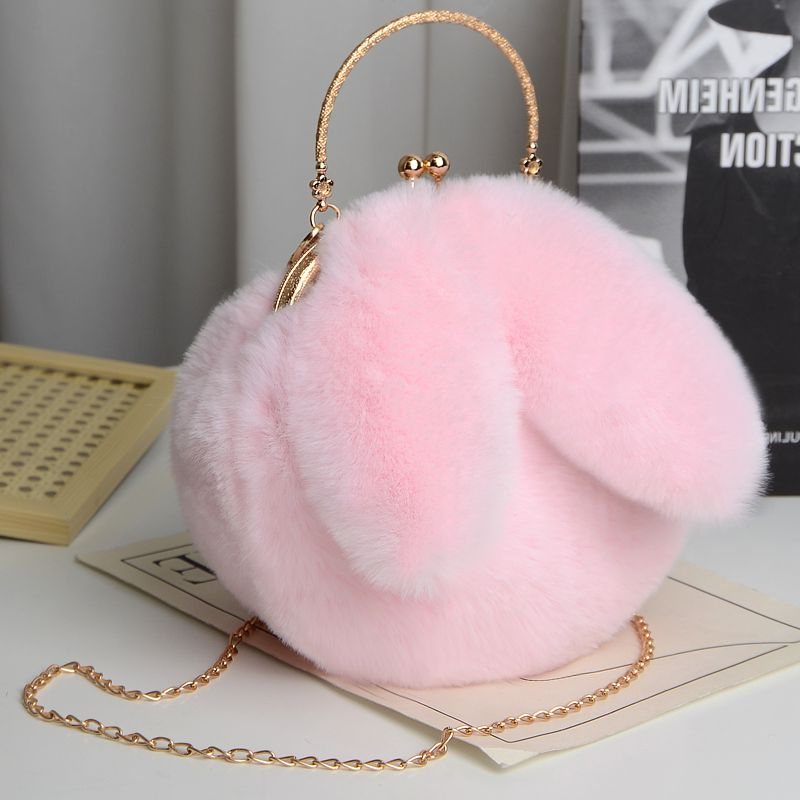 儿童毛绒包包单肩斜挎链条包兔耳朵包公主时尚包礼物送女孩YHJ11